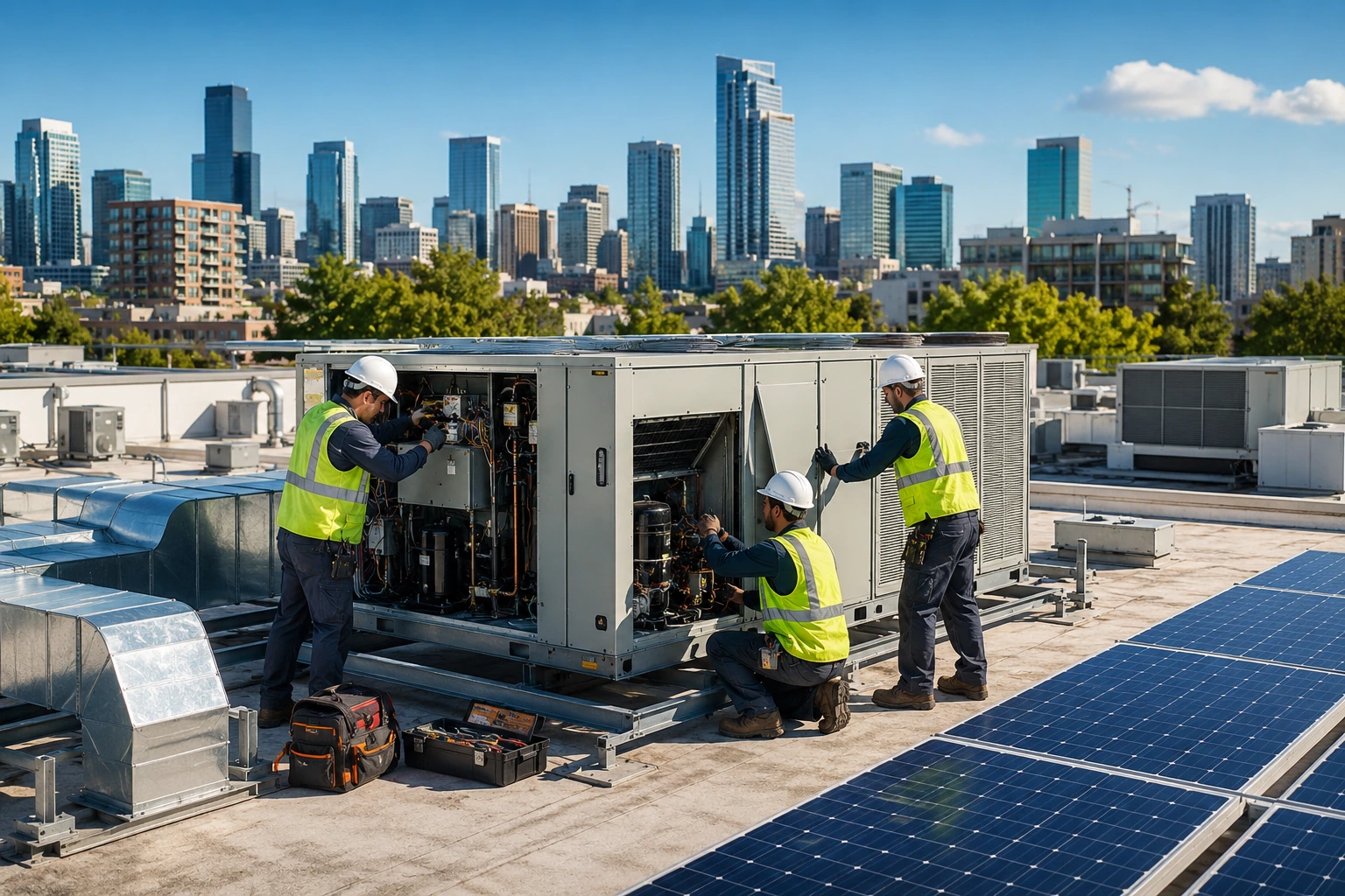Converting rooftop units into green